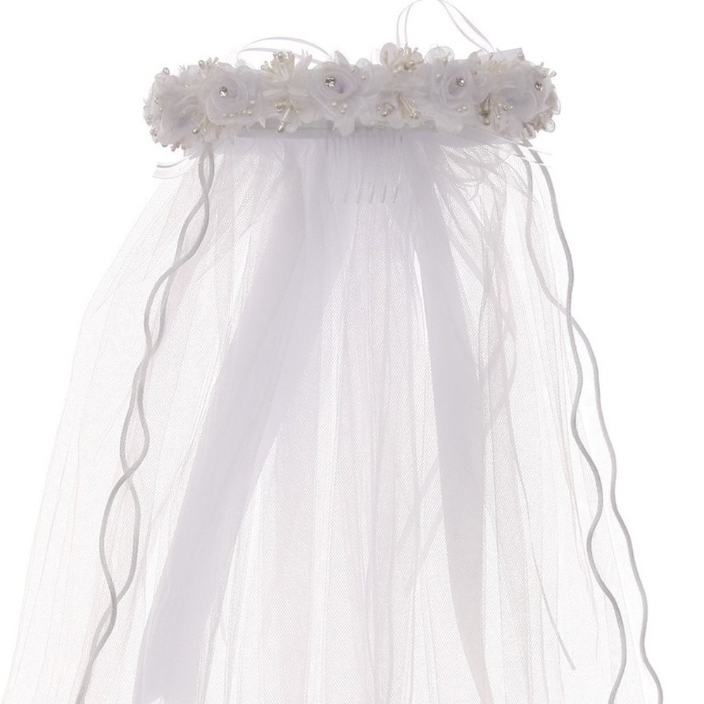 Girls First Communion Veil Rhinestone Crown New